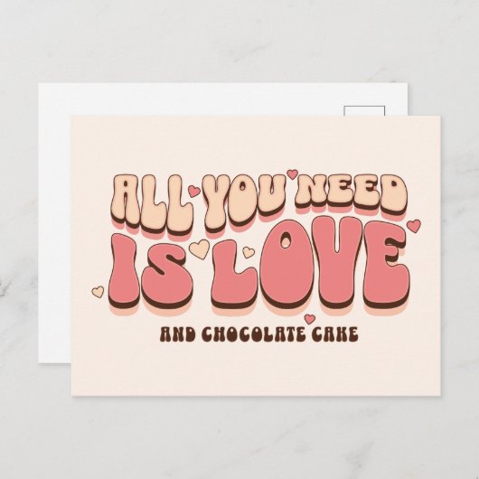 Retro Alles wat je nodig hebt is chocoladetaart Feestdagenkaart (Voorkant / Achterkant)