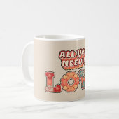 Retro "Alles wat je nodig hebt is liefde" Koffiemok (Voorkant links)