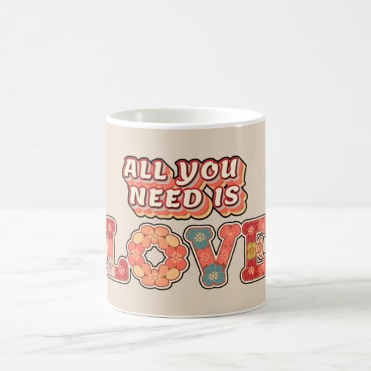 Retro "Alles wat je nodig hebt is liefde" Koffiemok (Center)