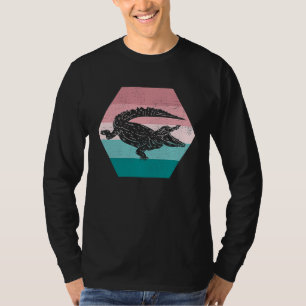 Retro Alligator Silhouette Wilde Dier Alle T-shirt