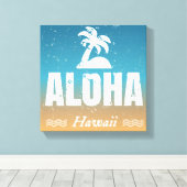 Retro Aloha Hawaii Canvas Afdruk (Insitu (Houten vloer))