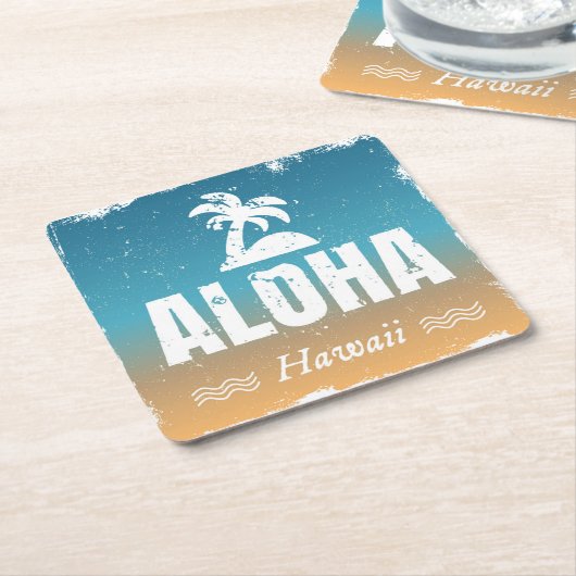 Retro Aloha Hawaii Kartonnen Onderzetters (Schuin)