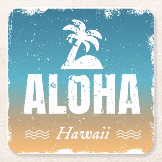 Retro Aloha Hawaii Kartonnen Onderzetters (Voorkant)