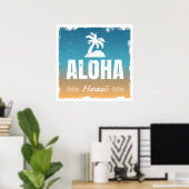 Retro Aloha Hawaii Poster (Thuiskantoor)