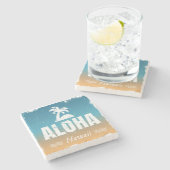 Retro Aloha Hawaii Stenen Onderzetter (Zijkant)