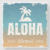 Retro Aloha Hawaii Stenen Onderzetter (Voorkant)