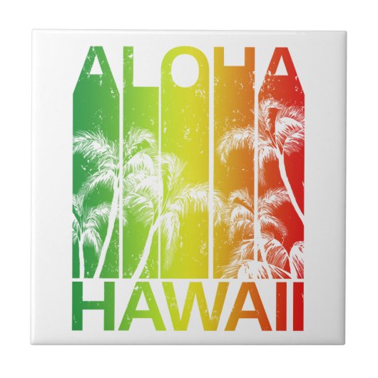 Retro Aloha Hawaii Tegeltje (Voorkant)