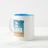 Retro Aloha Hawaii Tweekleurige Koffiemok (Voorkant links)