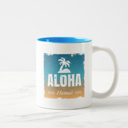 Retro Aloha Hawaii Tweekleurige Koffiemok (Rechts)