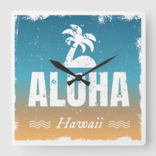 Retro Aloha Hawaii Vierkante Klok