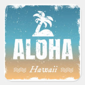 Retro Aloha Hawaii Vierkante Sticker (Voorkant)