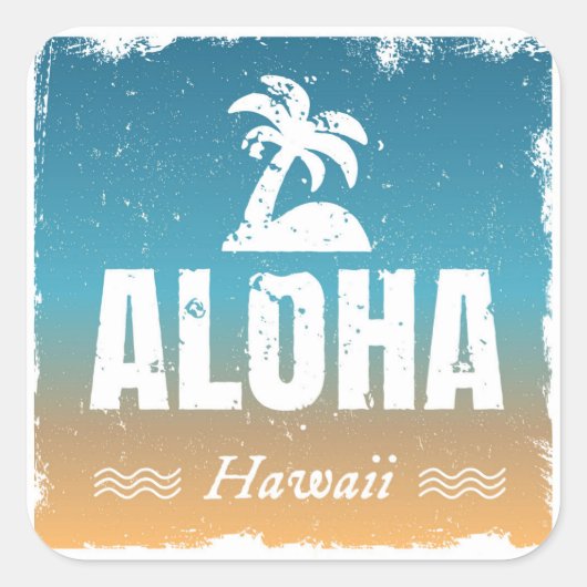 Retro Aloha Hawaii Vierkante Sticker (Voorkant)