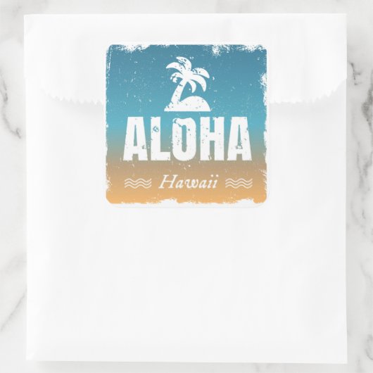 Retro Aloha Hawaii Vierkante Sticker (Tas)