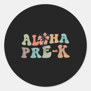 Retro Aloha Pre-k Teacher Zomervakantie Strand Ha Ronde Sticker