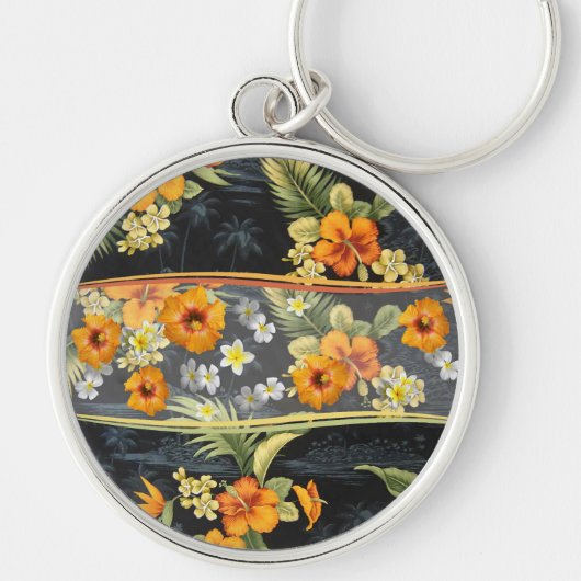 Retro Aloha Shirt en Hibiscus Sleutelhanger (Voorkant)
