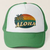 Retro Aloha Sunset –  eilandvibes Trucker Pet (Voorkant)