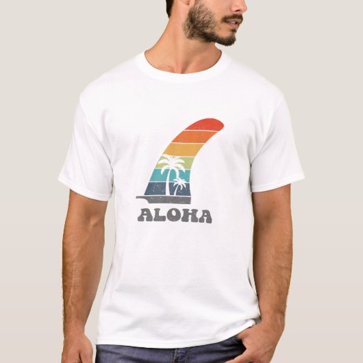 Retro Aloha T-shirt Longboard SUP Single Fin (Voorkant)