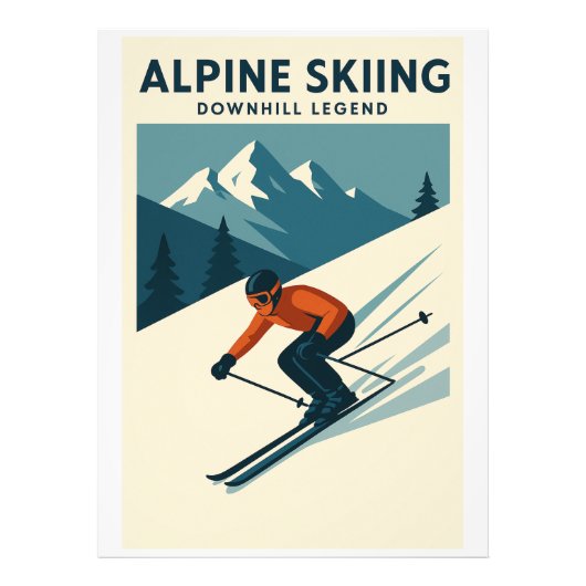 Retro Alpine Skiing Wall Art – Downhill Ski Legend Foto Afdruk (Voorkant)