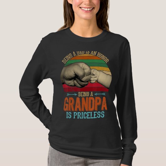 Retro als vader is een eer als opa is P T-shirt (Voorkant)