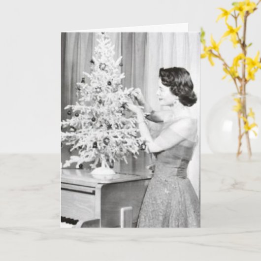 RETRO ALUMINIUM METAAL CHRISTMAS TREDE KAARTEN (Gele Bloem)