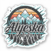Retro Alyeska Ski Sticker (Voorkant)
