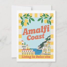 Retro Amalfi Coast Italy Living la Dolce Vita Briefkaart