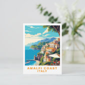 Retro Amalfi Coast Italy Travel Postcard Briefkaart (Staand voorkant)