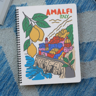 Retro Amalfi Italië Mediterraan Kunst Handgetekend Notitieboek