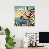 Retro Amalfikust: Reisposter uit het midden van de Poster (Thuiskantoor)