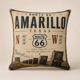 Retro Amarillo Route 66 Coördinaten Kussen