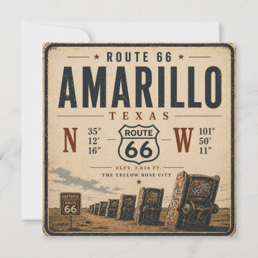 Retro Amarillo Route 66 Postkaart Kunst (Voorkant)