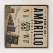 Retro Amarillo Route 66 Wegreis Legpuzzel (Horizontaal)