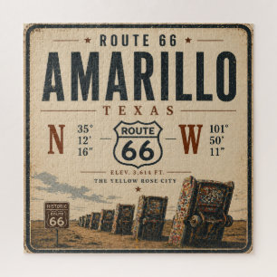 Retro Amarillo Route 66 Wegreis Legpuzzel