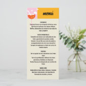 Retro Amarillo y Rosa Estampado Geométrico Boda Menu (Staand voorkant)