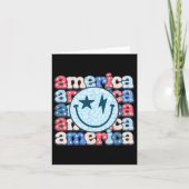 Retro America Groovy Smile Face Amerikaanse vlag 4 Kaart (Voorkant)
