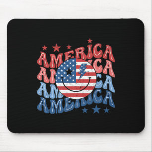 Retro America Smile Face Amerikaanse Vlag Patriott Muismat
