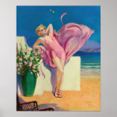 Retro American Art Print, "Seaside Flirtation" Poster (Voorkant)