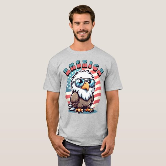 Retro American Bald Eagle T-shirt (Voorkant volledig)