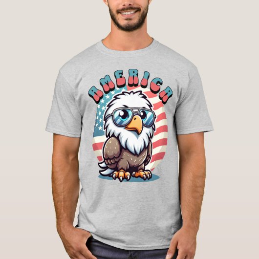 Retro American Bald Eagle T-shirt (Voorkant)