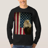 Retro American Bald Eagle USA Flag Long Hoeve T-shirt (Voorkant)