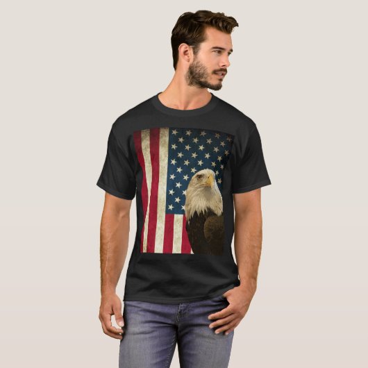 Retro American Bald Eagle USA Flag Unisex T-shirt (Voorkant volledig)