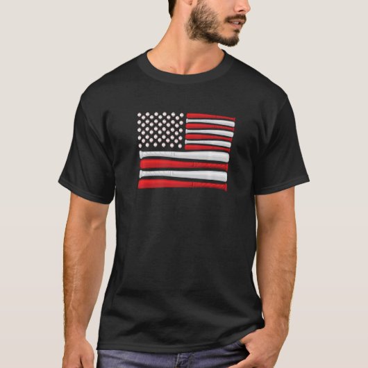 Retro American Baseball Flag Baseball Fla T-shirt (Voorkant)