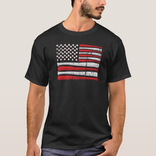Retro American Baseball Flag Retro Baseba T-shirt (Voorkant)