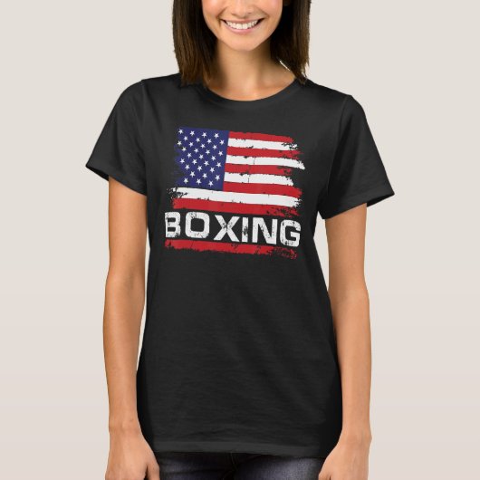 Retro American Boxing Apparel US Flag Boxer T-shirt (Voorkant)