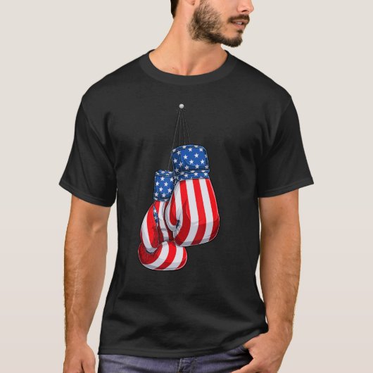 Retro American Boxing Glove Boxer USA Fla T-shirt (Voorkant)