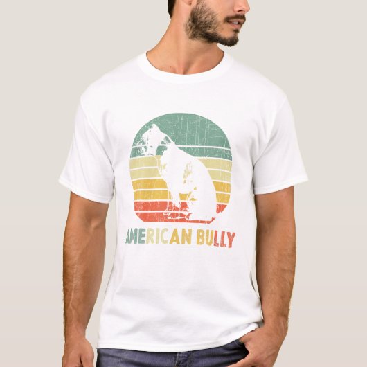Retro American Bully T Shirt Pitty Pitties Bulldog (Voorkant)