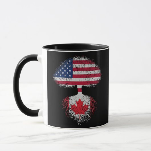 Retro American Canadian Flag Tree Roots Canada Mok (Links)