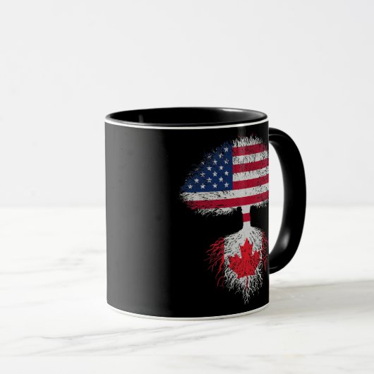 Retro American Canadian Flag Tree Roots Canada Mok (Voorkant rechts)