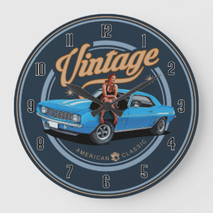 Retro American Classic Muscar Large Clock Grote Klok