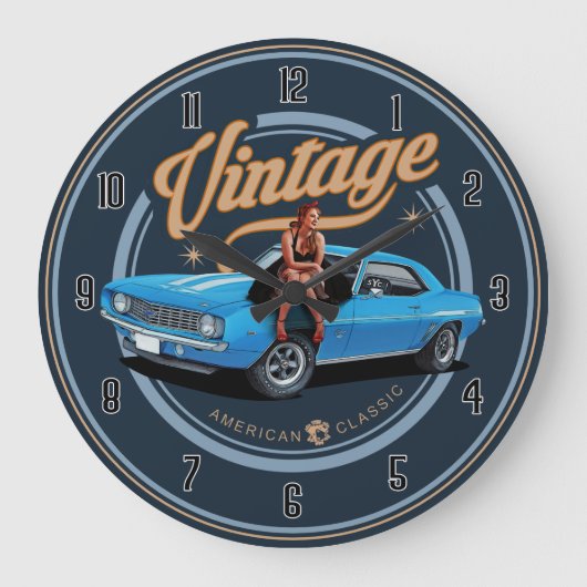 Retro American Classic Muscar Large Clock Grote Klok (Voorkant)